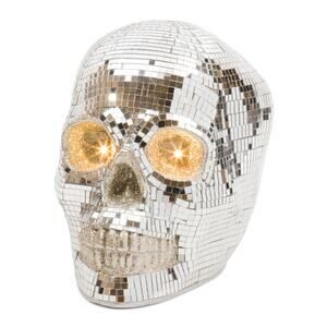 Rachel Zoe Disco Skull With Led Eyes 8.5in Chic Halloween Glam Silver Gold NEW